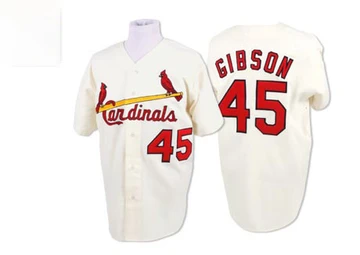 St. Louis Cardinals ＃45 Bob Gibson Men's Replica Throwback Jersey - Cream