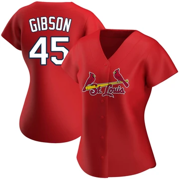 St. Louis Cardinals ＃45 Bob Gibson Women's Authentic Alternate Jersey - Red