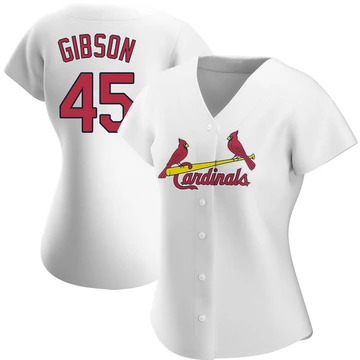 St. Louis Cardinals ＃45 Bob Gibson Women's Replica Home Jersey - White