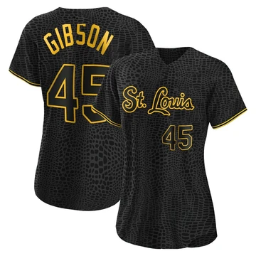 St. Louis Cardinals ＃45 Bob Gibson Women's Replica Snake Skin City Jersey - Black