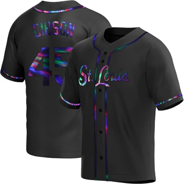 St. Louis Cardinals ＃45 Bob Gibson Youth Replica Holographic Alternate Jersey - Black