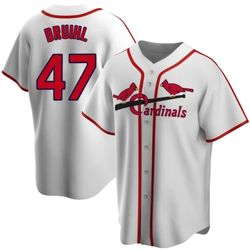 St. Louis Cardinals ＃47 Justin Bruihl Men's Limited Home Cooperstown Collection Jersey - White