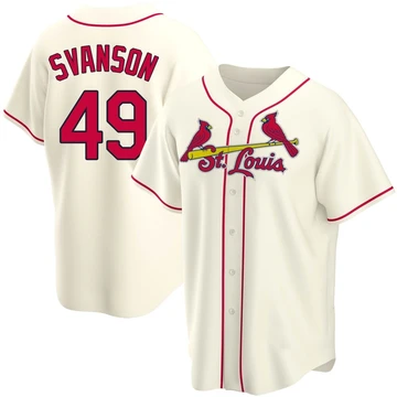St. Louis Cardinals ＃49 Matt Svanson Men's Replica Alternate Jersey - Cream