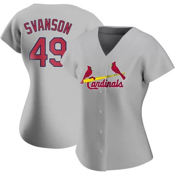 St. Louis Cardinals ＃49 Matt Svanson Women's Authentic Road Jersey - Gray