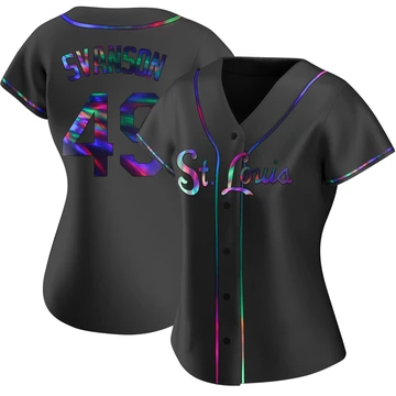 St. Louis Cardinals ＃49 Matt Svanson Women's Replica Holographic Alternate Jersey - Black