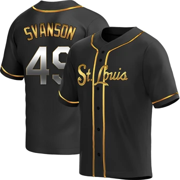 St. Louis Cardinals ＃49 Matt Svanson Youth Replica Black en Alternate Jersey - Gold
