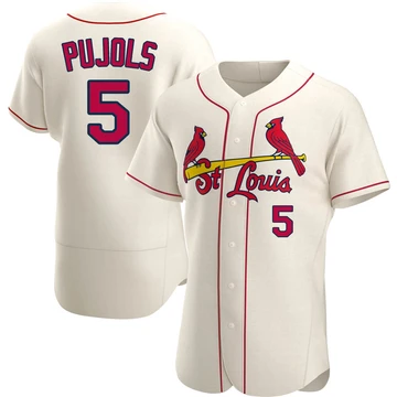 St. Louis Cardinals ＃5 Albert Pujols Men's Authentic Alternate Jersey - Cream