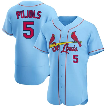 St. Louis Cardinals ＃5 Albert Pujols Men's Authentic Alternate Jersey - Light Blue