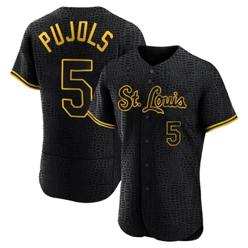 St. Louis Cardinals ＃5 Albert Pujols Men's Authentic Snake Skin City Jersey - Black
