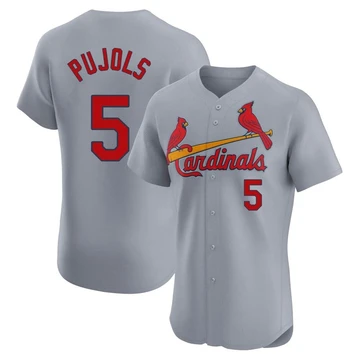 St. Louis Cardinals ＃5 Albert Pujols Men's Elite Road Jersey - Gray