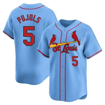 St. Louis Cardinals ＃5 Albert Pujols Men's Limited Alternate Jersey - Light Blue