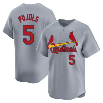 St. Louis Cardinals ＃5 Albert Pujols Men's Limited Away Jersey - Gray