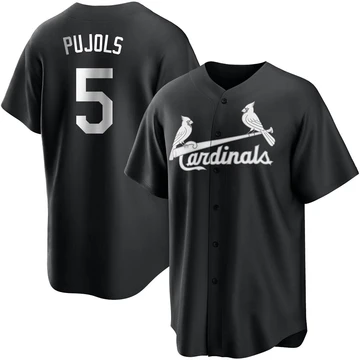 St. Louis Cardinals ＃5 Albert Pujols Men's Replica Jersey - Black/White