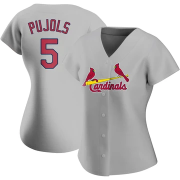 St. Louis Cardinals ＃5 Albert Pujols Women's Replica Road Jersey - Gray