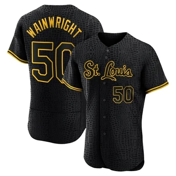 St. Louis Cardinals ＃50 Adam Wainwright Men's Authentic Snake Skin City Jersey - Black