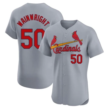 St. Louis Cardinals ＃50 Adam Wainwright Men's Elite Road Jersey - Gray