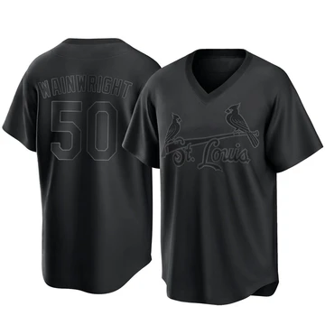 St. Louis Cardinals ＃50 Adam Wainwright Men's Replica Pitch Fashion Jersey - Black