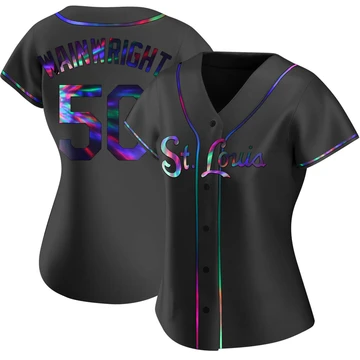 St. Louis Cardinals ＃50 Adam Wainwright Women's Replica Holographic Alternate Jersey - Black