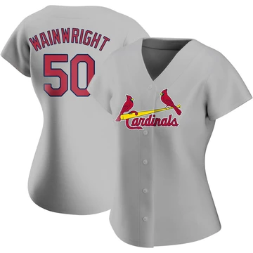 St. Louis Cardinals ＃50 Adam Wainwright Women's Replica Road Jersey - Gray