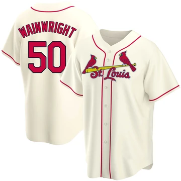 St. Louis Cardinals ＃50 Adam Wainwright Youth Replica Alternate Jersey - Cream