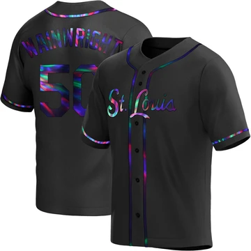 St. Louis Cardinals ＃50 Adam Wainwright Youth Replica Holographic Alternate Jersey - Black