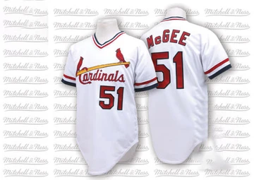 St. Louis Cardinals ＃51 Willie McGee Men's Authentic Throwback Jersey - White