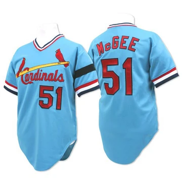St. Louis Cardinals ＃51 Willie McGee Men's Replica Throwback Jersey - Blue