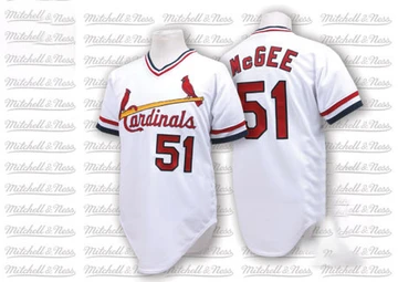 St. Louis Cardinals ＃51 Willie McGee Men's Replica Throwback Jersey - White