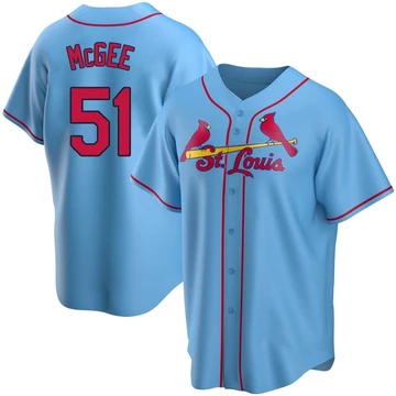 St. Louis Cardinals ＃51 Willie McGee Youth Replica Alternate Jersey - Light Blue