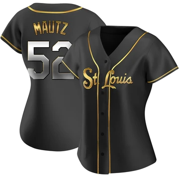 St. Louis Cardinals ＃52 Brycen Mautz Women's Replica Black en Alternate Jersey - Gold