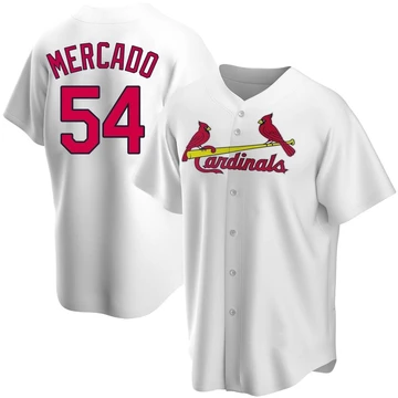 St. Louis Cardinals ＃54 Oscar Mercado Men's Replica Home Jersey - White