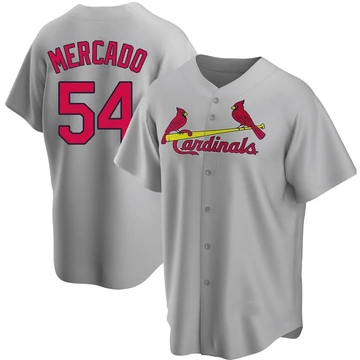 St. Louis Cardinals ＃54 Oscar Mercado Men's Replica Road Jersey - Gray
