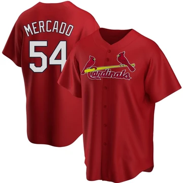 St. Louis Cardinals ＃54 Oscar Mercado Youth Replica Alternate Jersey - Red