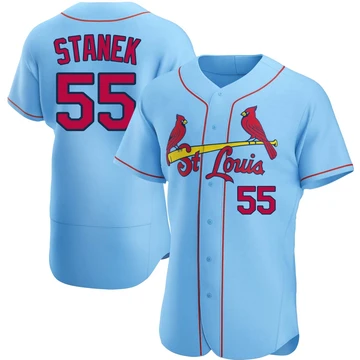 St. Louis Cardinals ＃55 Ryne Stanek Men's Authentic Alternate Jersey - Light Blue