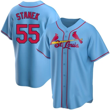 St. Louis Cardinals ＃55 Ryne Stanek Men's Replica Alternate Jersey - Light Blue