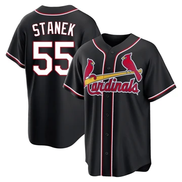 St. Louis Cardinals ＃55 Ryne Stanek Men's Replica Fashion Out Jersey - Black