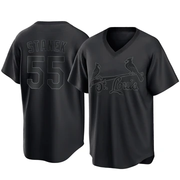 St. Louis Cardinals ＃55 Ryne Stanek Men's Replica Pitch Fashion Jersey - Black