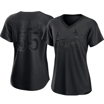 St. Louis Cardinals ＃55 Ryne Stanek Women's Authentic Pitch Fashion Jersey - Black