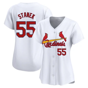 St. Louis Cardinals ＃55 Ryne Stanek Women's Limited Home Jersey - White
