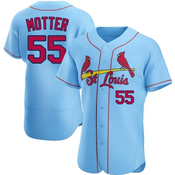 St. Louis Cardinals ＃55 Taylor Motter Men's Authentic Alternate Jersey - Light Blue