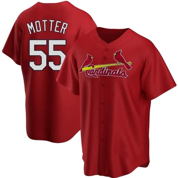 St. Louis Cardinals ＃55 Taylor Motter Men's Replica Alternate Jersey - Red