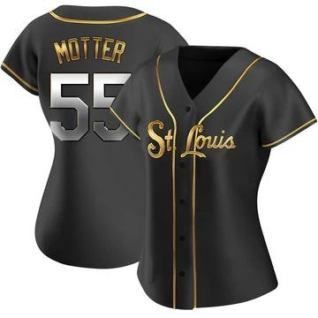 St. Louis Cardinals ＃55 Taylor Motter Women's Replica Black en Alternate Jersey - Gold