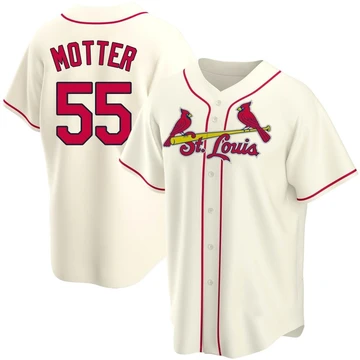 St. Louis Cardinals ＃55 Taylor Motter Youth Replica Alternate Jersey - Cream