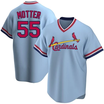 St. Louis Cardinals ＃55 Taylor Motter Youth Replica Road Cooperstown Collection Jersey - Light Blue