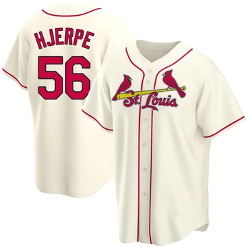 St. Louis Cardinals ＃56 Cooper Hjerpe Men's Replica Alternate Jersey - Cream