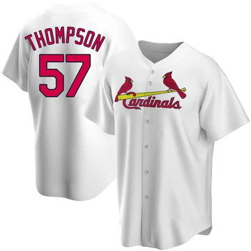 St. Louis Cardinals ＃57 Zack Thompson Men's Replica Home Jersey - White