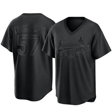 St. Louis Cardinals ＃57 Zack Thompson Men's Replica Pitch Fashion Jersey - Black
