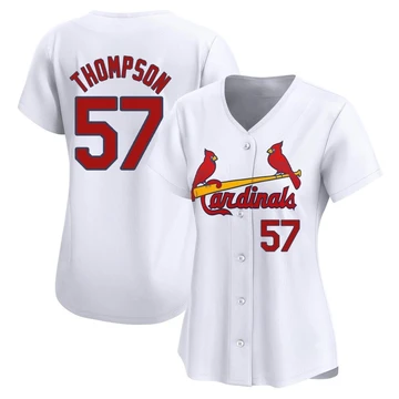 St. Louis Cardinals ＃57 Zack Thompson Women's Limited Home Jersey - White