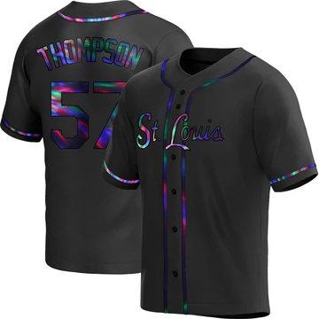 St. Louis Cardinals ＃57 Zack Thompson Youth Replica Holographic Alternate Jersey - Black