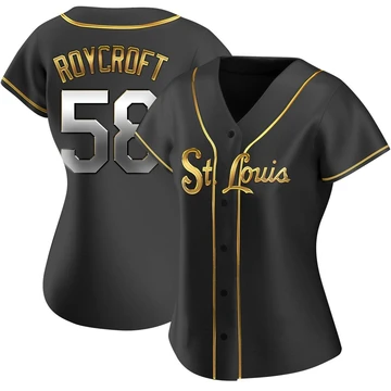 St. Louis Cardinals ＃58 Chris Roycroft Women's Replica Black en Alternate Jersey - Gold